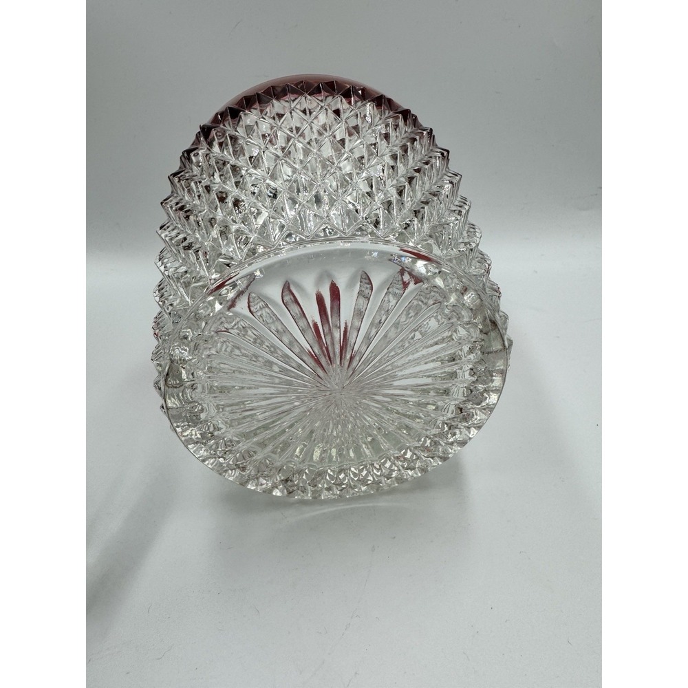 Vintage Indiana Glass Diamond Point Ruby Flash Ice Bucket with Lid - Picture 8 of 14